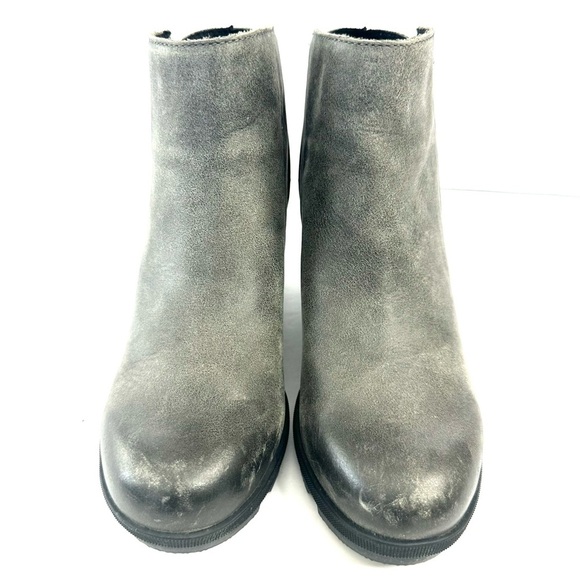 Sorel leather waterproof Joan of Arctic gray zip bootie ankle boot wedge 7.5 - Picture 4 of 13